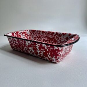 Vintage Red & White Enamelware Loaf Pan